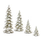 Frosted Pine Tree DŽcor with Silver Finish (Set of 4)