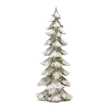 Frosted Pine Tree DŽcor with Silver Finish (Set of 4)