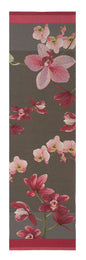 Pink Orchids Grey French Table Runner
