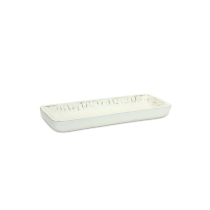 White Washed Mango Wood Dough Bowl Tray (Set of 2)