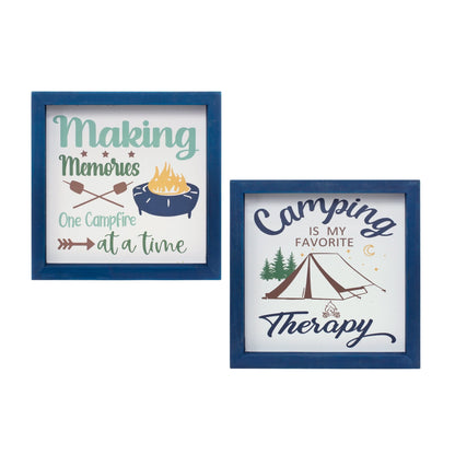 Wood Framed Camping Sentiment Sign (Set of 4)