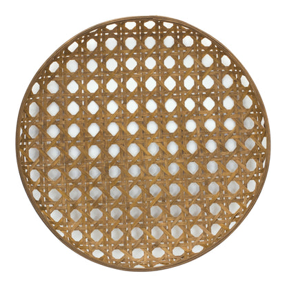 Large Round Bamboo Wooden Tray 26"D