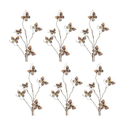 Blue and Orange Wire Butterfly Spray (Set of 6)