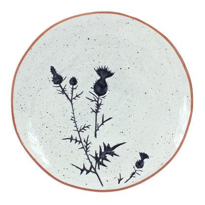 Rustic Thistle Etched Plate with Speckled Finish (Set of 2)