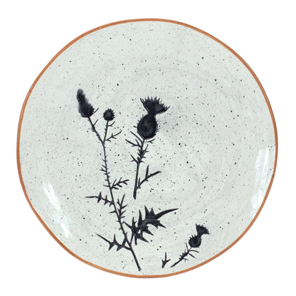 Rustic Thistle Etched Plate with Speckled Finish (Set of 2)