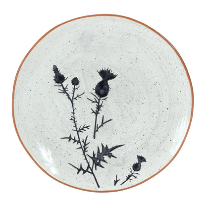 Rustic Thistle Etched Plate with Speckled Finish (Set of 2)
