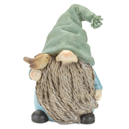 Stone Garden Gnome Figurine with Bird and Lantern Accent (Set of 4)