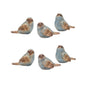 Rustic Blue Bird Figurine with Wood Grain Design (Set of 6)