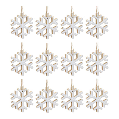 Wood Snowflake Ornament (Set of 12)