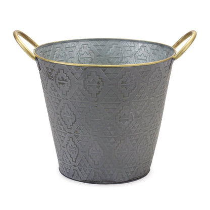 Metal Aztec Pail Planter (Set of 3)