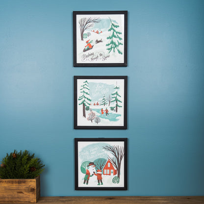 Framed Winter Scene Wall Art (Set of 3)