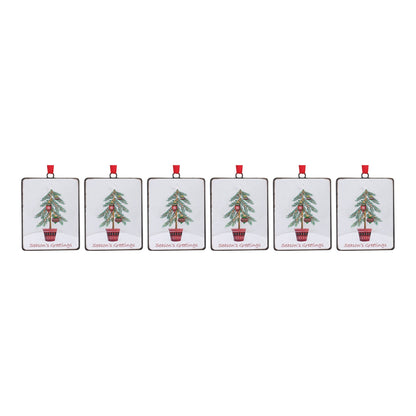 Seasons Greetings Pine Tree Ornament (Set of 12)