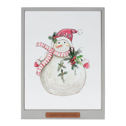 Framed Santa and Snowman Wall Art (Set of 2)