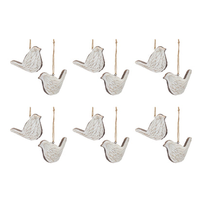 Carved Bird Ornament (Set of 12)