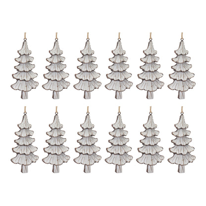 Carved Pine Tree Ornament (Set of 12)