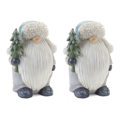 Gnome with Pine Tree Figurine (Set of 2)