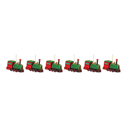 Glittered Glass Train Ornament (Set of 6)