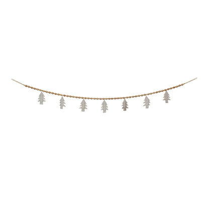 Wood Beaded Wool Tree Garland (Set of 2)
