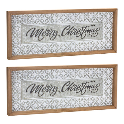Ornate Metal Merry Christmas Sign 19.75"L