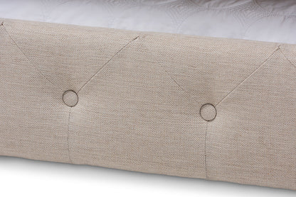 Baxton Studio Anabella Modern and Contemporary Light Beige Fabric Upholstered Queen Size Daybed with Trundle