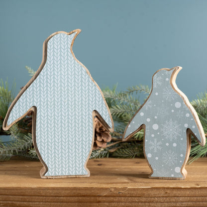 Wood Penguin DŽcor (Set of 2)