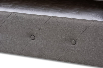 Baxton Studio Alena Modern and Contemporary Grey Fabric Upholstered Queen Size Daybed with Trundle