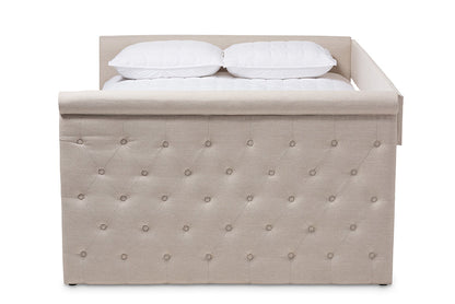 Baxton Studio Amaya Modern and Contemporary Light Beige Fabric Upholstered Queen Size Daybed