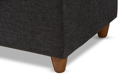 Baxton Studio Marlisa Mid-Century Modern Walnut Finished Wood and Dark Grey Fabric Upholstered Button Tufted Storage Ottoman Bench