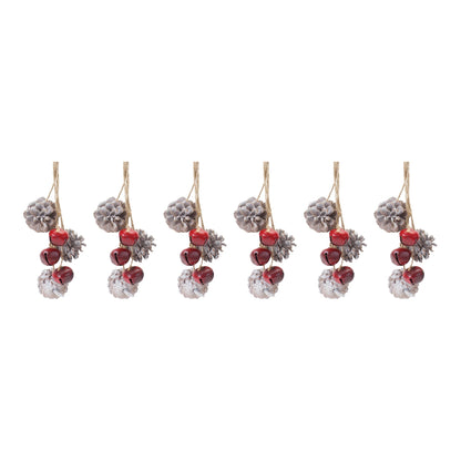 Bell and Pine Cone Drop Ornament (Set of 6)