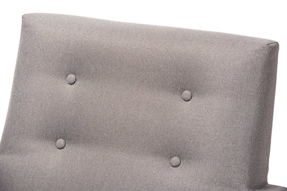 Baxton Studio Perris Mid-Century Modern Grey Fabric Upholstered Walnut Wood Lounge Chair