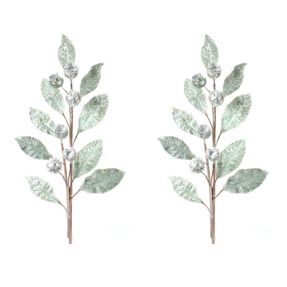 Glittered Pod Leaf Spray (Set of 2)