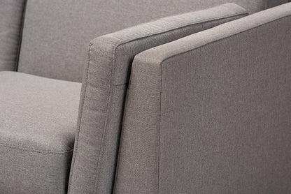 Baxton Studio Sava Mid-Century Modern Grey Fabric Upholstered Walnut Wood 2-Seater Loveseat