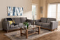 Baxton Studio Sava Mid-Century Modern Grey Fabric Upholstered Walnut Wood 2-Piece Living Room Set