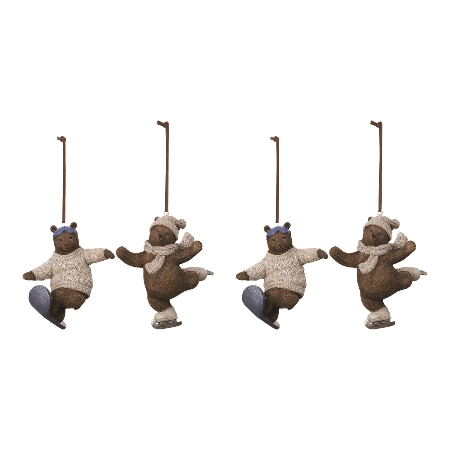 Skate and Snowboard Bear Ornament (Set of 4)