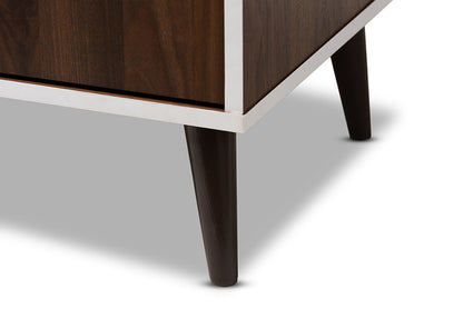 Baxton Studio Marion Mid-Century Modern Brown and White Finished TV Stand