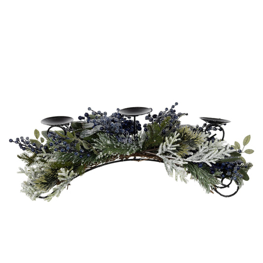 Frosted Pine Blueberry Centerpiece Candle Holder 31"H