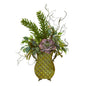 27" Succulent and Greens Artificial Plant in Metal Planter