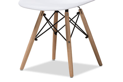 Baxton Studio Sydnea Mid-Century Modern White Acrylic Brown Wood Finished Dining Chair (Set of 4)