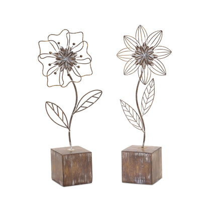 Metal Floral DŽcor (Set of 2)