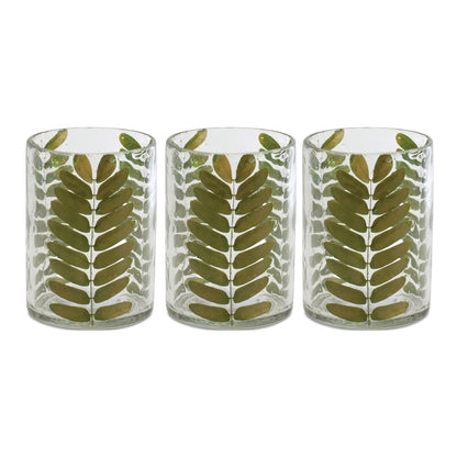 Dried Leaf Glass Candle Holder (Set of 3)