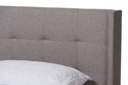 Baxton Studio Lisette Modern and Contemporary Grey Fabric Upholstered King Size Bed