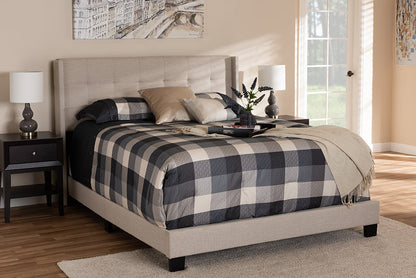 Baxton Studio Lisette Modern and Contemporary Charcoal Grey Fabric Upholstered Queen Size Bed