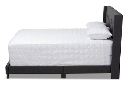 Baxton Studio Lisette Modern and Contemporary Charcoal Grey Fabric Upholstered Queen Size Bed