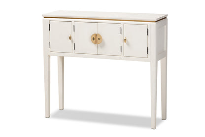 Baxton Studio Aiko Classic and Traditional Japanese-Inspired Off-White Finished 4-Door Wood Console Table