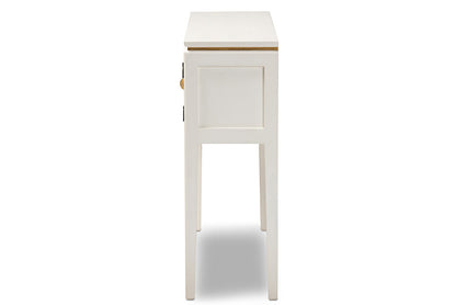 Baxton Studio Aiko Classic and Traditional Japanese-Inspired Off-White Finished 4-Door Wood Console Table