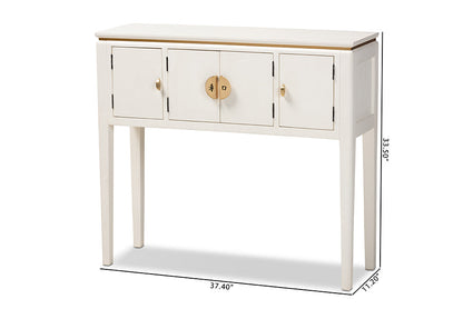 Baxton Studio Aiko Classic and Traditional Japanese-Inspired Off-White Finished 4-Door Wood Console Table