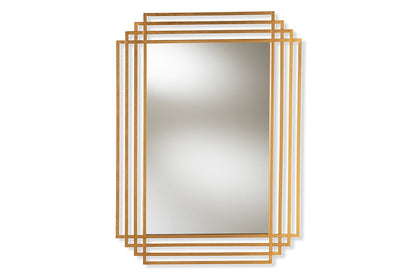 Baxton Studio Kalinda Art Deco Antique Gold Finished Rectangular Accent Wall Mirror
