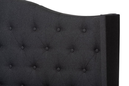 Baxton Studio Alesha Modern and Contemporary Charcoal Grey Fabric Upholstered King Size Bed