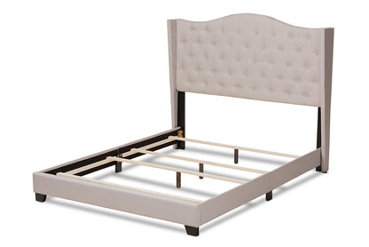 Baxton Studio Alesha Modern and Contemporary Beige Fabric Upholstered King Size Bed
