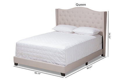 Baxton Studio Alesha Modern and Contemporary Beige Fabric Upholstered King Size Bed